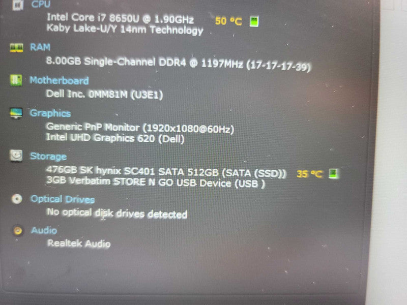Dell Latitude 5590 i7-8650U, 8GB DDR4, 512GB SSD Î²