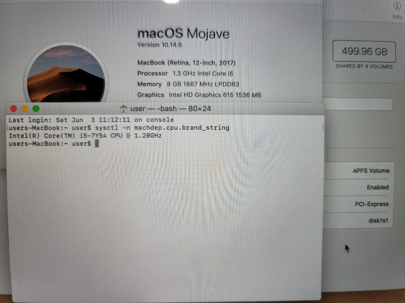 MacBook Retina 12\\" 2017 i5-7Y54, 8GB DDR3, 500GB SSD **NO POWER ADAPTER Î²