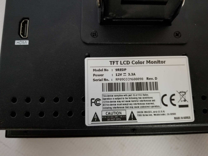 ORION 9REDP TFT LCD Color Monitor, HDMI/VGA, Read Q_