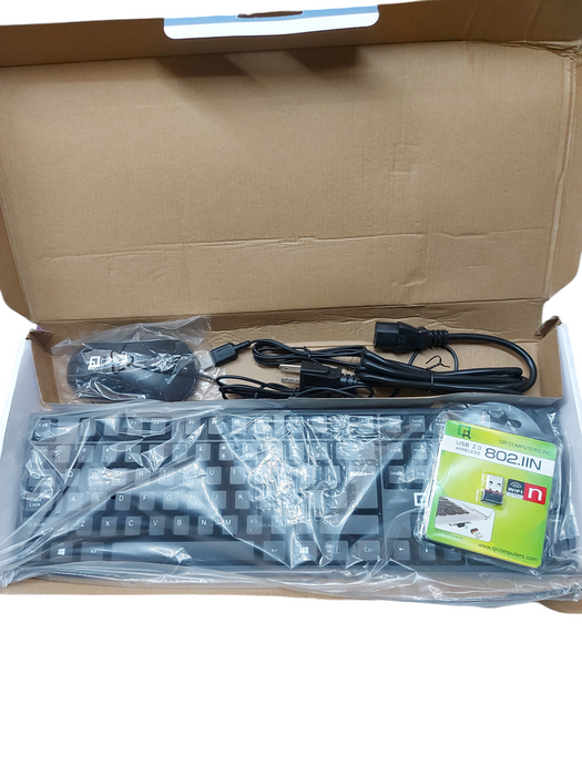 QR 70 Wired Keyboard & USB Optical Mouse with USB Adapter