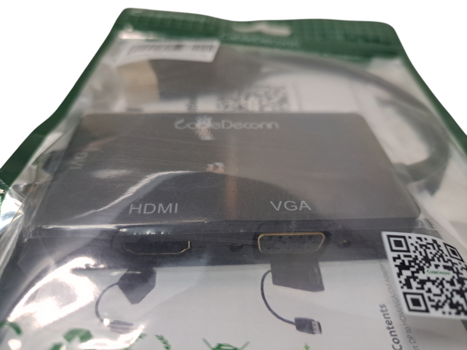CableDeconn DisplayPort 1.2 to HDMI 4K DVI VGA 3 in 1 Multi-Function Cable  Q