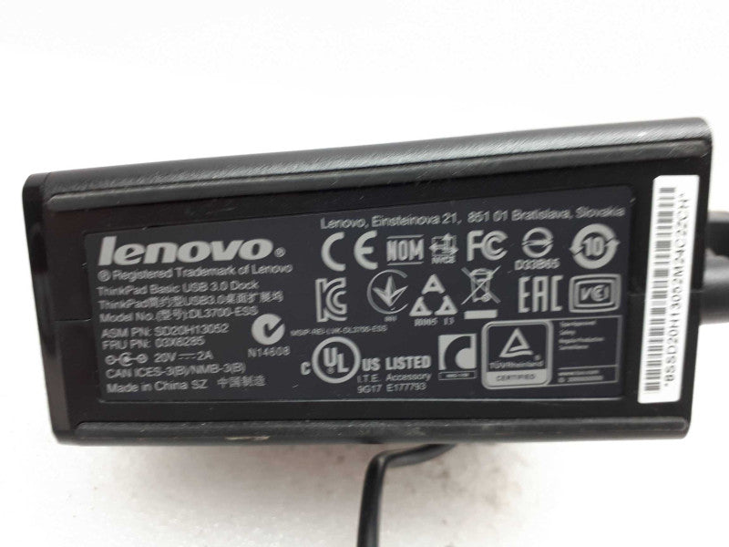 LENOVO THINKPAD BASIC USB 3.0 DOCK DL3700-ESS UNIVERSAL DOCKING STATION &