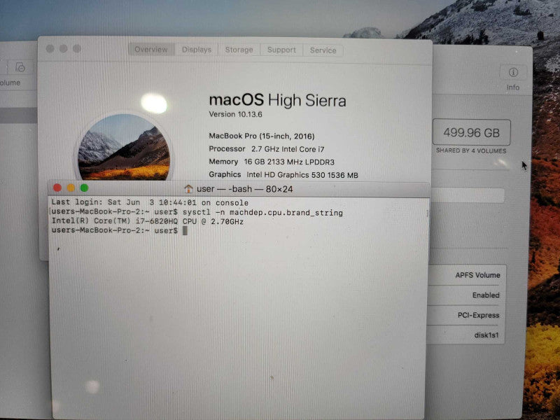 MacBook Pro 2016 15\\" i7-6820HQ, 16GB DDR3, 500GB SSD Î²