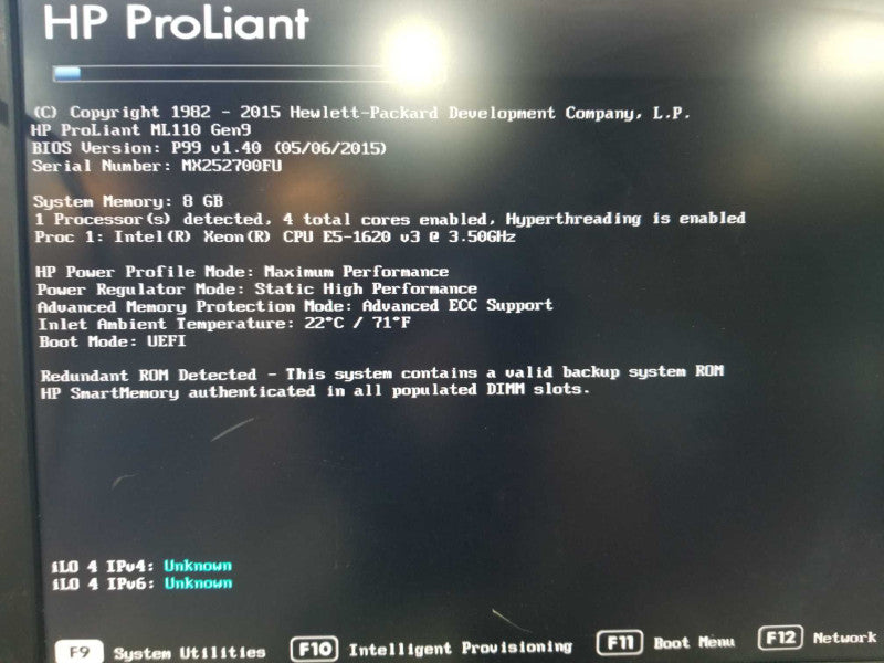 HP Proliant ML110 G9 Xeon E5-1620 V3 @ 3.50ghz / 8gb ram / P440 Ctrl #