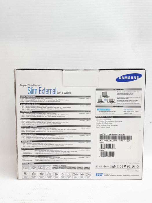 Samsung SE-S084D / TSBS Slim External DVD Writer Portable Computer USB RW DVD :