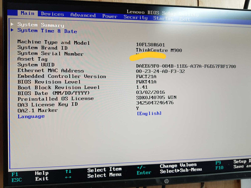 Lenovo ThinkCenter M900 - Intel i5-6400 @ 2.50 GHZ 8GB DDR4