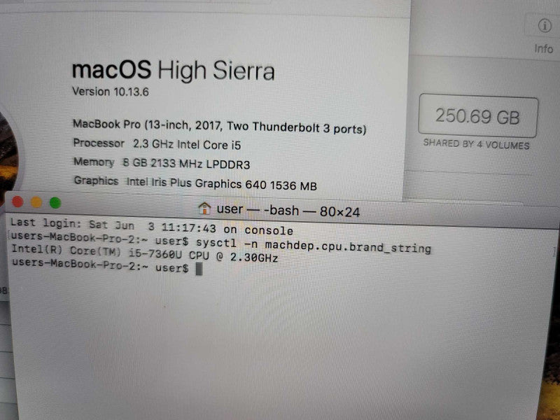 MacBook Pro 2017 13\\" i5-7360, 8GB DDR3, 256GB SSD Î²