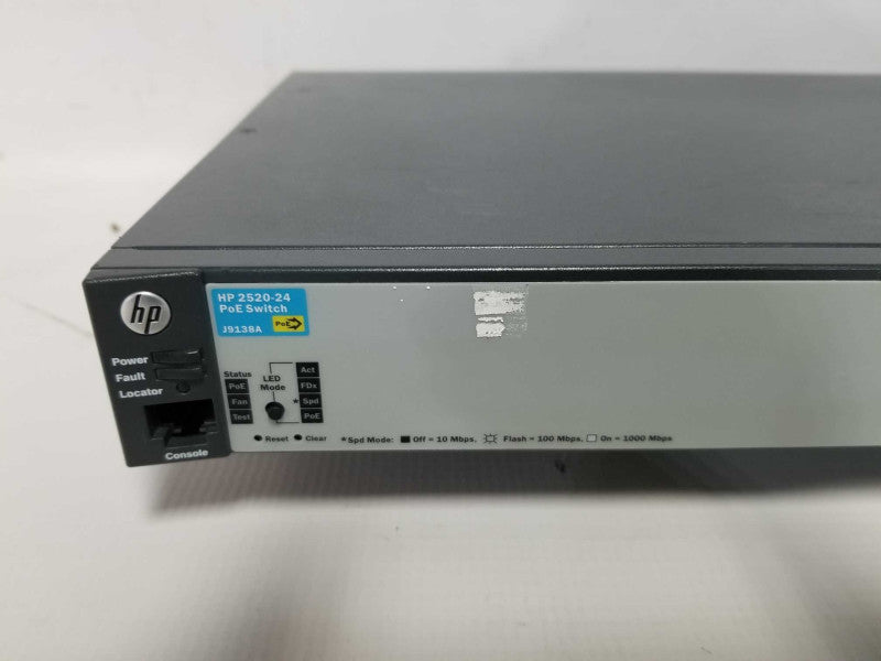 HP 2520-24 PoE Switch J9138A 24x ports - factory reset #