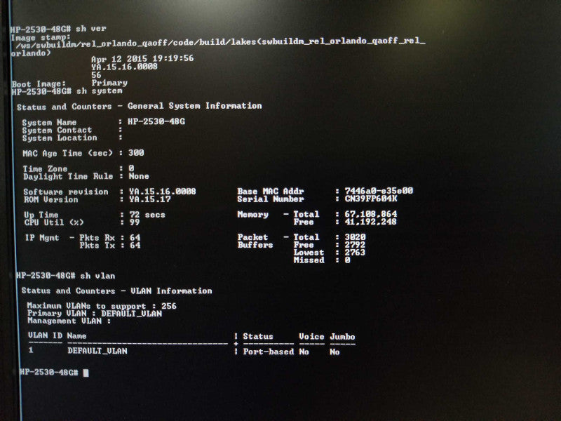HP 2530-48G J9775A Gigabit managed switch Factory Reset _