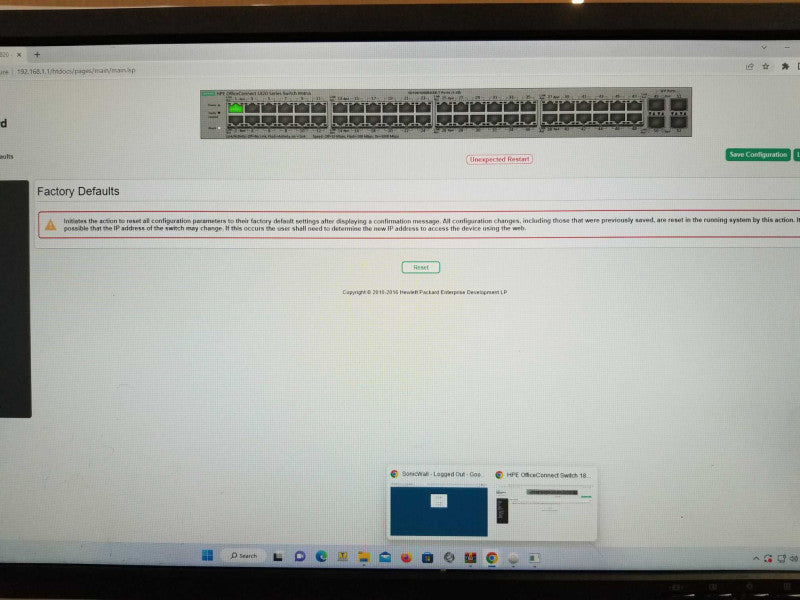 HP J9981A 1820-48G 48 Port Managed Switch, Factory reset _
