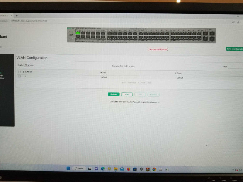 HP J9981A 1820-48G 48 Port Managed Switch, Factory reset _