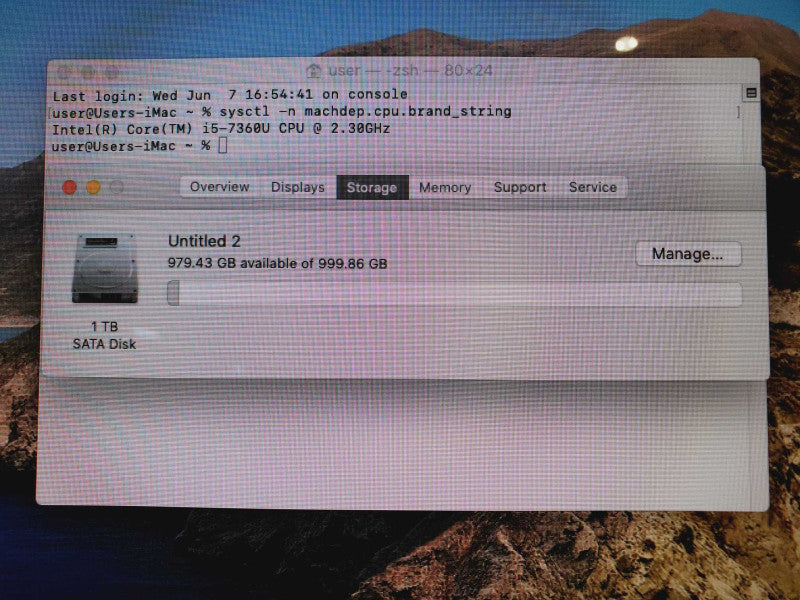 Apple iMac 2017 Core i5-7360U @ 2.3GHz 8GB DDR4 1TB HDD 21.5\\" (