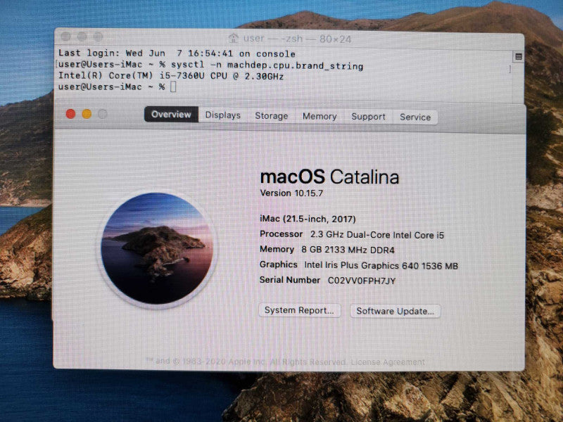 Apple iMac 2017 Core i5-7360U @ 2.3GHz 8GB DDR4 1TB HDD 21.5\\" (