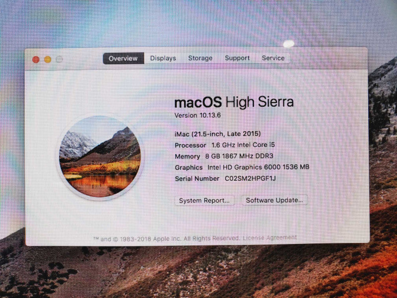 Apple iMac 2015 Core i5-5250U @ 2.3GHz 8GB DDR3 1TB HDD 21.5\\" (