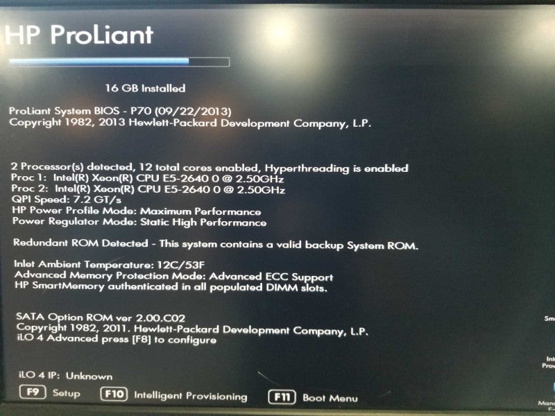 HP Proliant DL380p Gen8 2x Xeon E5-2640 @ 2.50ghz / 16gb ram / P420i Raid #