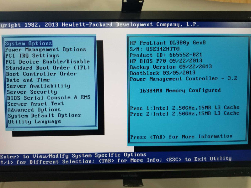 HP Proliant DL380p Gen8 2x Xeon E5-2640 @ 2.50ghz / 16gb ram / P420i Raid #