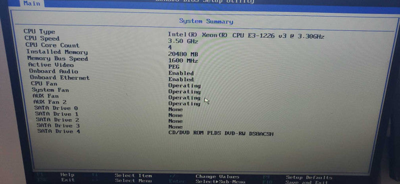 Lenovo ThinkServer TS140 Xeon E3-1226 v3 @ 3.30GHz 20GB Ram )