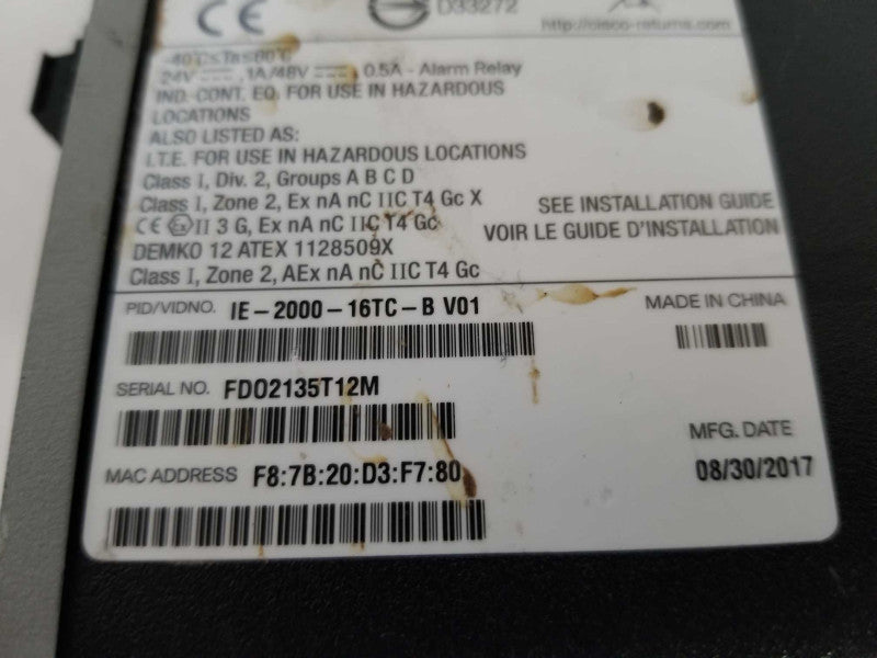 Cisco IE-2000-16TC-B 20-Port Managed Industrial Ethernet Switch Q_