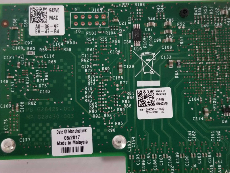 Dell 0942V6 942V6 Intel X520-DA2 Dual Port 10Gb SFP+ PCIe Server Adapter LP _