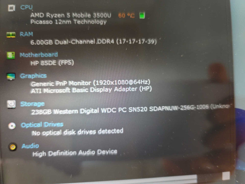 HP Envy x360 Convertible AMD Ryzen 5 Mobile 3500U, 6GB DDR4, 256GB SSD **READ Î²