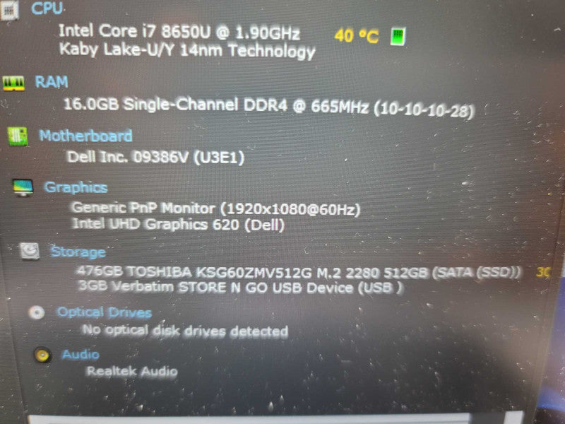 Dell Latitude 7390 13\\" i7-8650U. 16GB DDR4, 512GB SSD Î²
