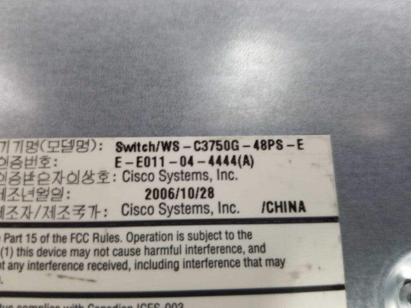 Cisco Catalyst 3750 gigabit PoE Series - 48x port - WS-C3750G-48PS-E / Reset #