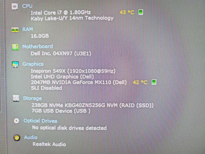 Dell Inspiron 24â 5490 AIO Core i7-10510U @ 1.8GHz 16GB DDR4 250GB Nvme MX110 (