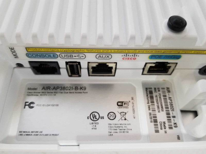 Cisco AIR-AP3802I-B-K9 Aironet 3802 Series Wireless Access Point Q_