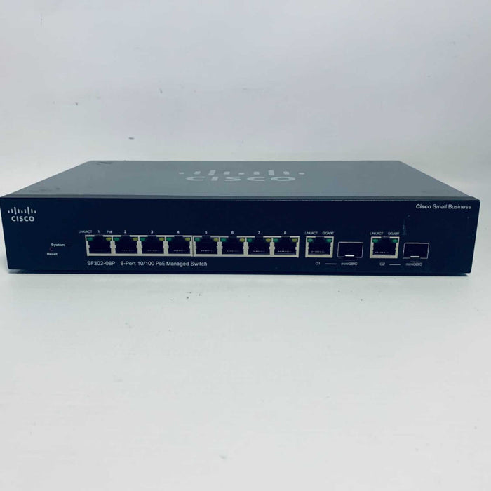 Cisco SF302-08P SRW208P-K9 V02 8-Port 10/100 PoE Managed Switch =