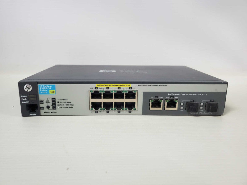 HP ProCurve 2520-8 PoE Switch J9137A 8 Port With Genuine HP PSU )