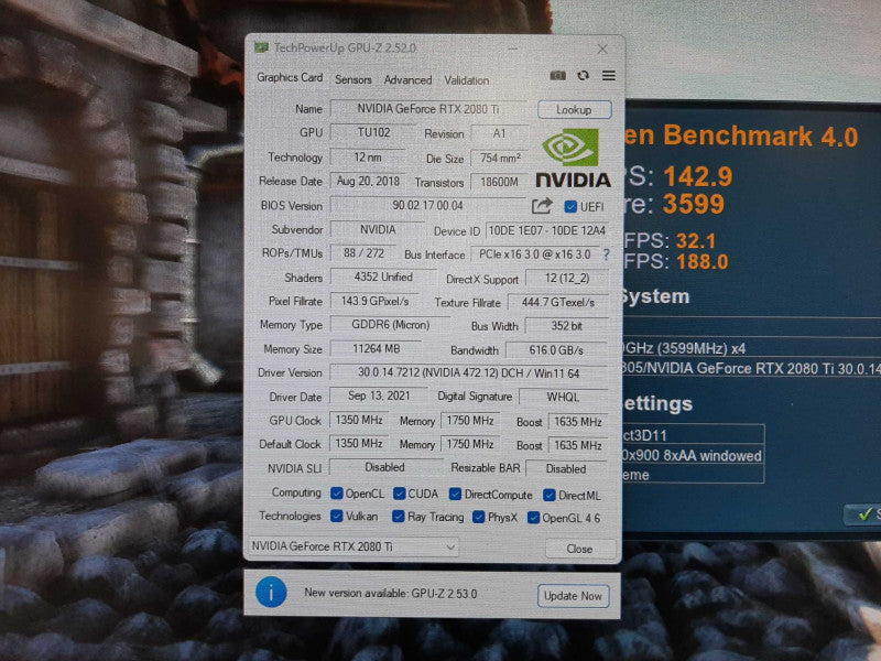 Nvidia RTX 2080 Ti 11GB GDDR6 Founders Edition $