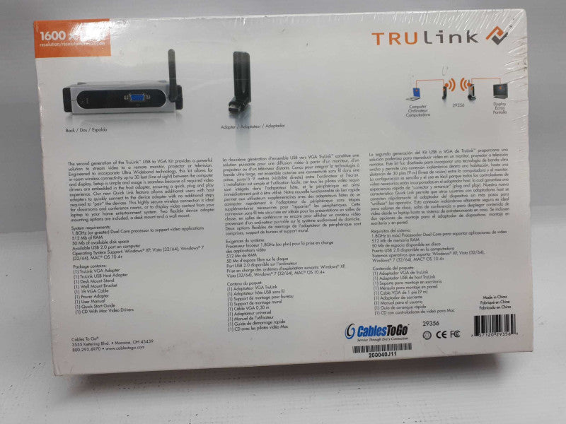 Trulink Wireless USB to VGA Kit &