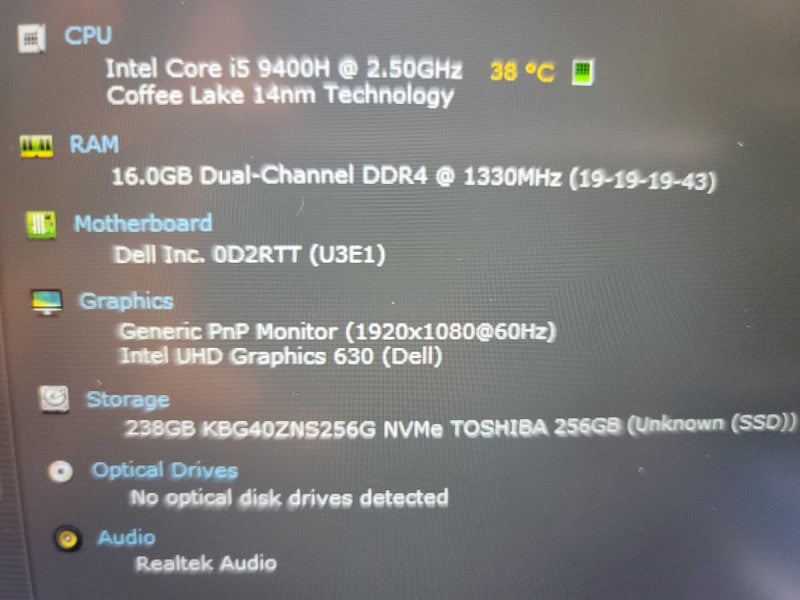 Dell Latitude 13\\" 5401 i5-9400H, 16GB DDR4, 256GB SSD QÎ²