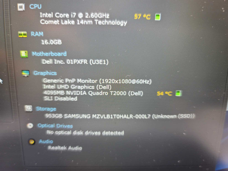Dell Precision 7550, i7-10750H, 16GB DDR4, 4GB Nvidia Quadro T2000, 1 TB SSD  Î²