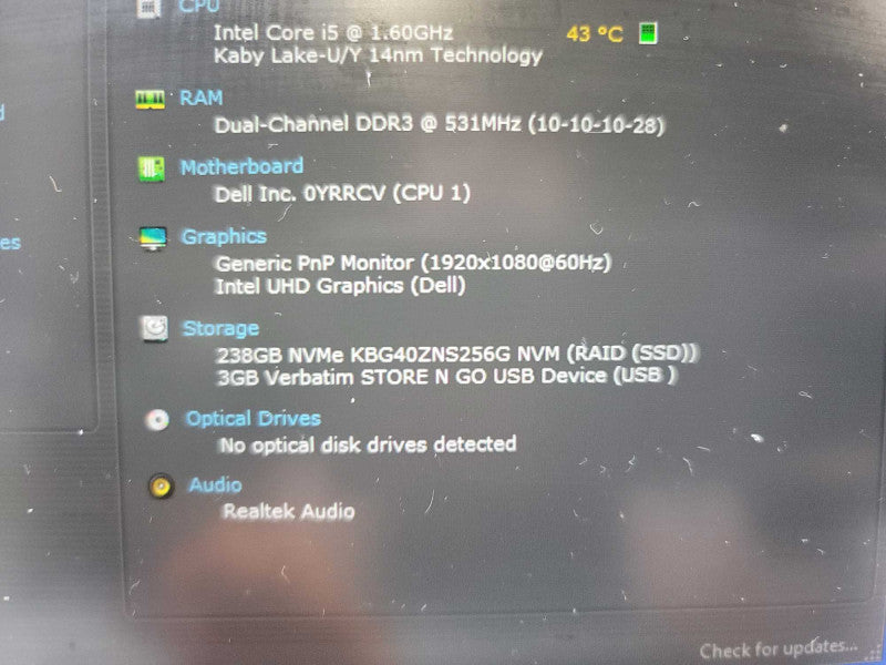 Dell XPS 13 7390 i5-10210U, 8GB Integrated DDR3,  258GB SSD Î²