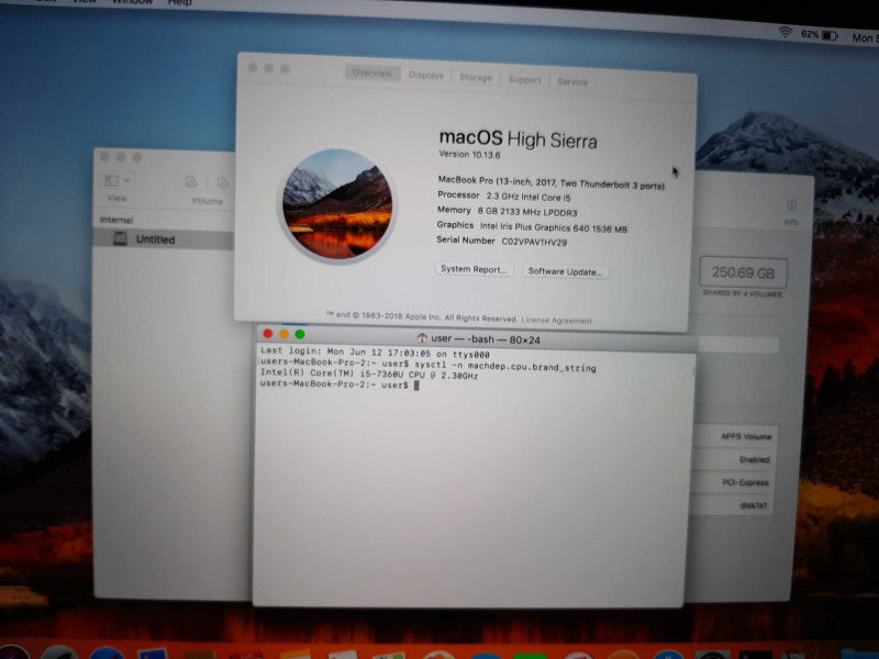 MacBook Pro 2017 13\\" i5-7360U, 8GB DDR3, 256GB SSD Î²