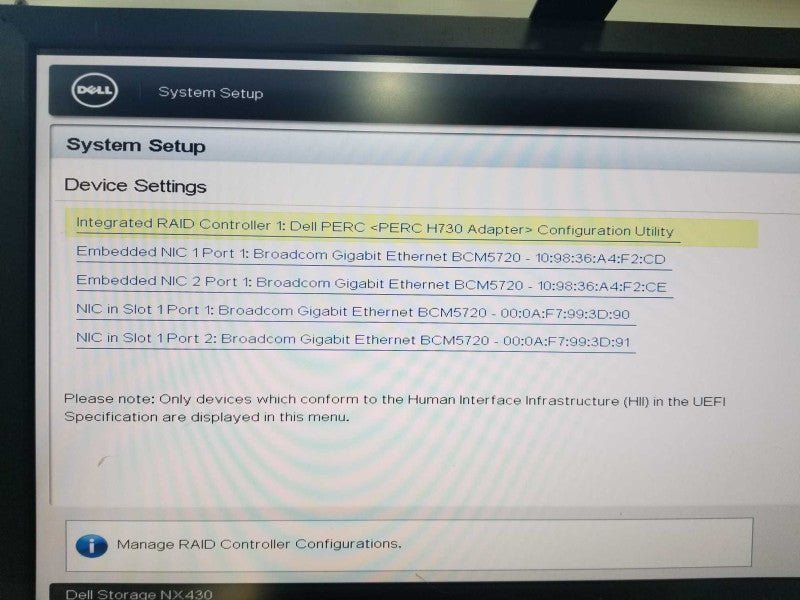 Dell Storage NX430 Xeon E3-1220 V5 @ 3.00ghz / 16gb ram / H730 raid ctrl #