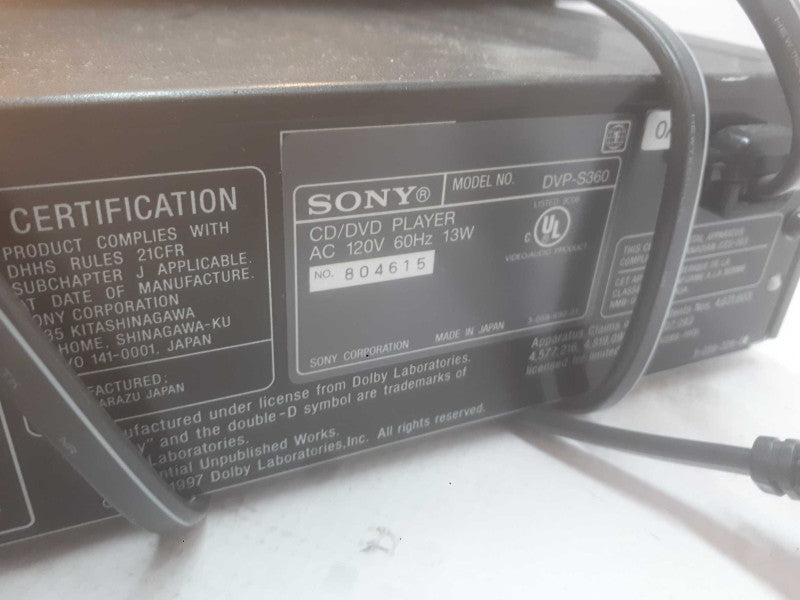 Sony CD/DVD Player Model# DVP-S300
