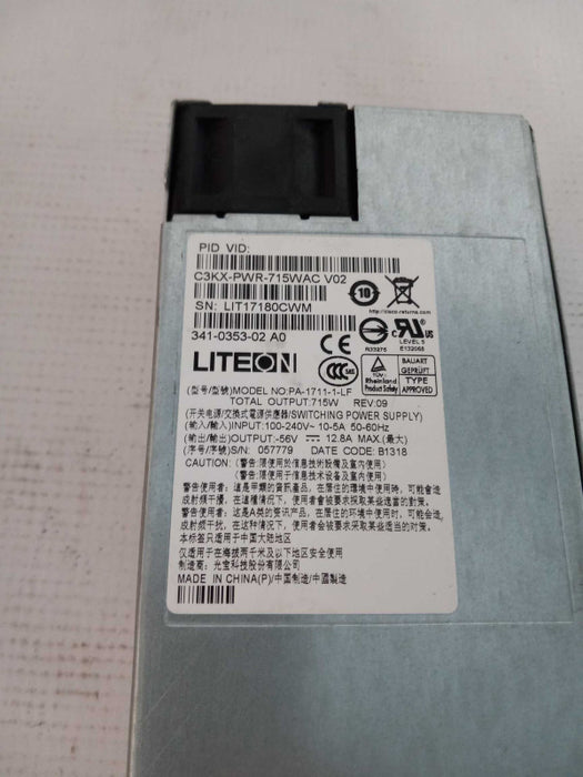 CISCO LITEON LITEON PA-1711-1-LF C3KX-PWR-715WAC V02 POWER SUPPLY
