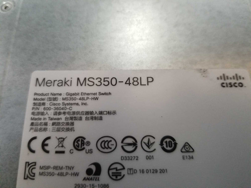 Cisco Meraki MS350-48LP Stackable Access Switch- CLAIMED - READ Q#