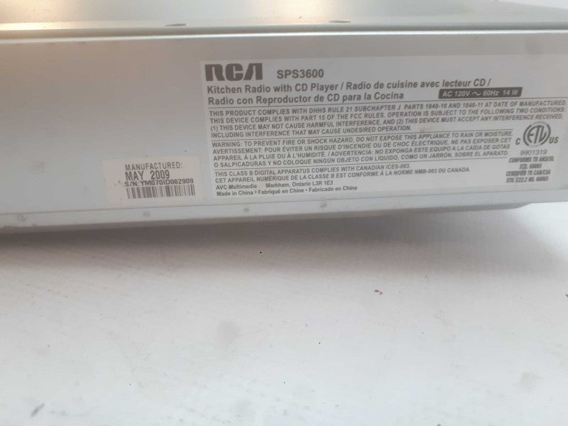 RCA SPS3600 Kitchen Radio with CD Player