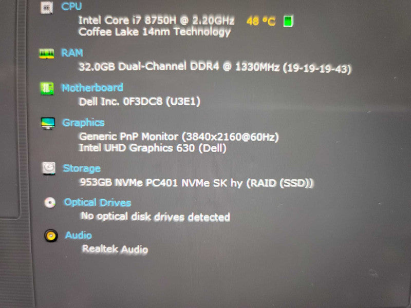Dell XPS 15 9570 i7-8750H, 32GB DDR4, 1TB NVMe Î²
