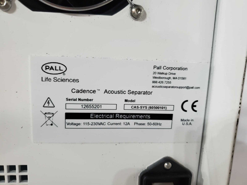 Pall Cadence Acoustic Separator - (CAS-SYS)  Q)