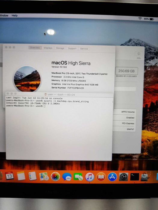 MacBook Pro 2017 13\\" i5-7360U, 8GB DDR3, 256GB SSD Î²