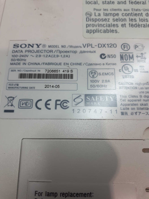 SONY VPL-DX120 Projector &