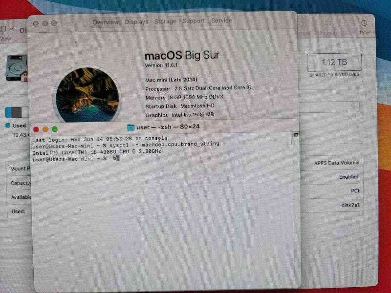 Mac Mini Late 2014 i5-4308U, 8GB DDR3, 1.2 TB Fusion Drive Î²