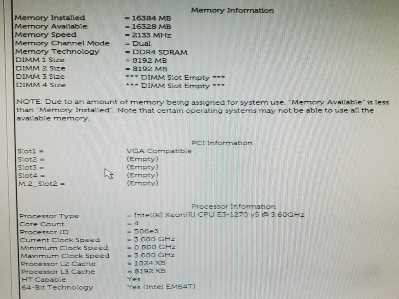 Dell Precision Tower 3620, Xeon E3-1270 v5 3.6GHz 16GB DDR4 No HDD  |