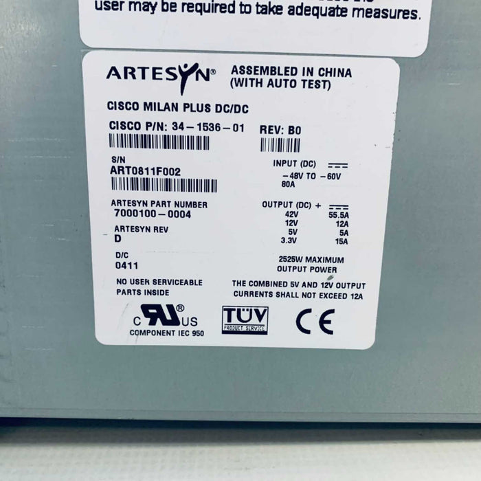 Cisco Milan Plus Power Supply 34-1536-01 Artesyn P/N - 7000100-0004 =