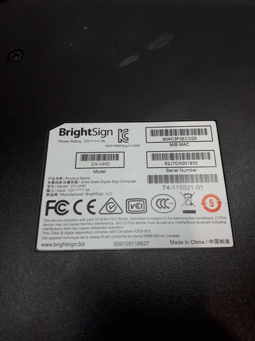 BrightSign  Digital Sign Computer CV-UHD &