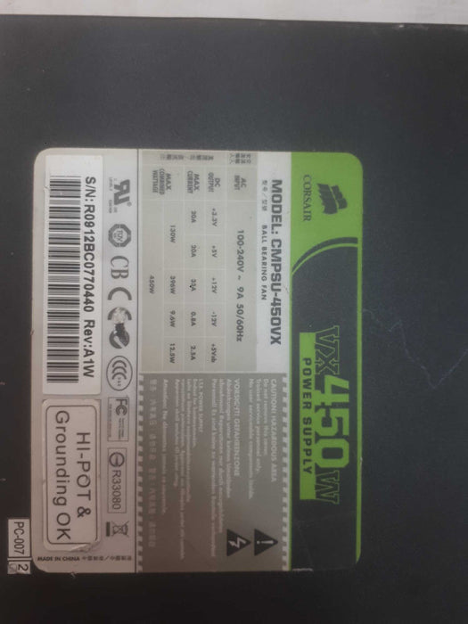 Corsair VX450W Power Supply Model# CMPSU-450VX